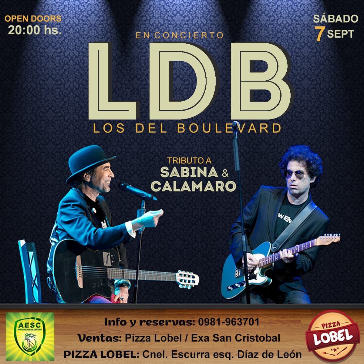 EXASanCristobal's tweet photo. Porque vivir es jugar y yo quiero seguir jugando 🎶

Este sábado no te pierdas el tributo a Sabina y Calamaro por Los Del Boulevard en Pizza Lobel.

Te esperamos 🙌 https://t.co/dut3QGqotf