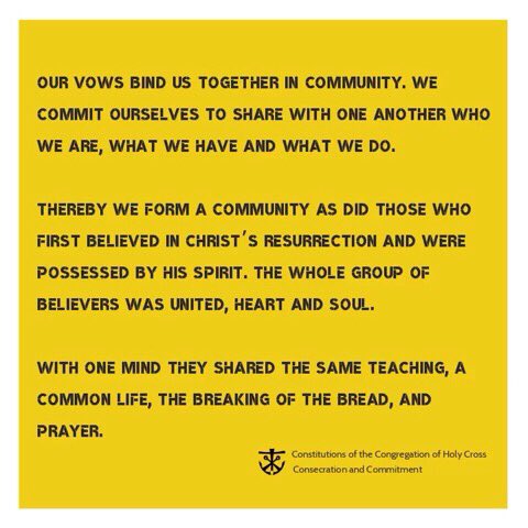 CSCVocations's tweet photo. “Our vows bind us together in community. We commit to share with one another who are, what we have, and what we do.” #PerpetualProfession #Vows #ReligiousLife https://t.co/eyxA5tfbBD