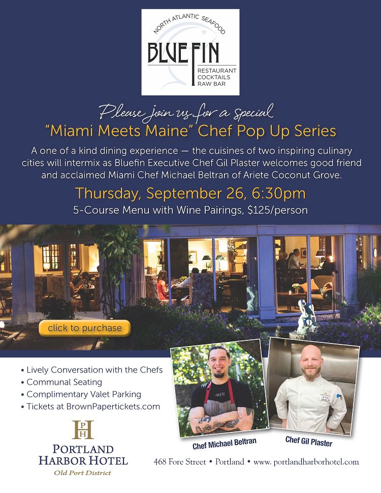 BlueFinPortland's tweet image. Make your reservations for our "Miami Meets Maine" Chef Pop Up Series, Thursday, September 26 at 6:30pm
brownpapertickets.com/event/4328029