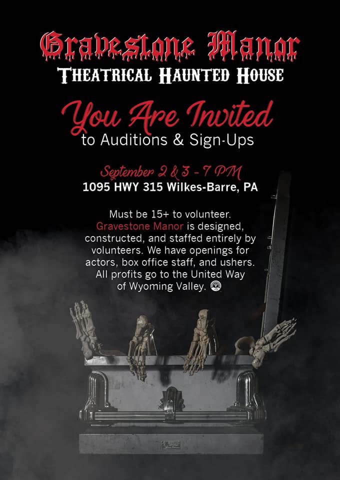 GravestoneManor's tweet photo. Tonight’s the night! Auditions &amp; sign-ups for our 2019 season start at 7pm! https://t.co/Bn0QtMTKMy
