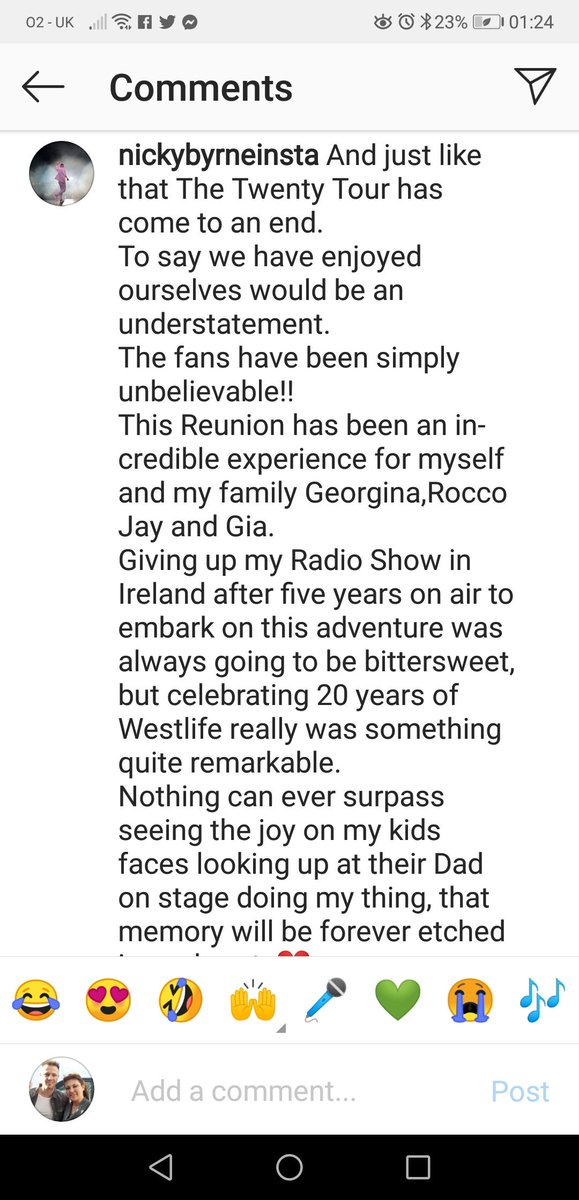 linda_srfc's tweet photo. And the longest speech award goes to......
@NickyByrne 💚🏆👏🙈
Thank you for everything!💖
@KianEganWL 💙 @MarkusFeehily 💜 @ShaneFilan ❤️
#WestlifeReunion #westlifetwentytour #WestlifeCrokePark2019 #WestlifeBirmingham2019 https://t.co/t5cChCqqy9