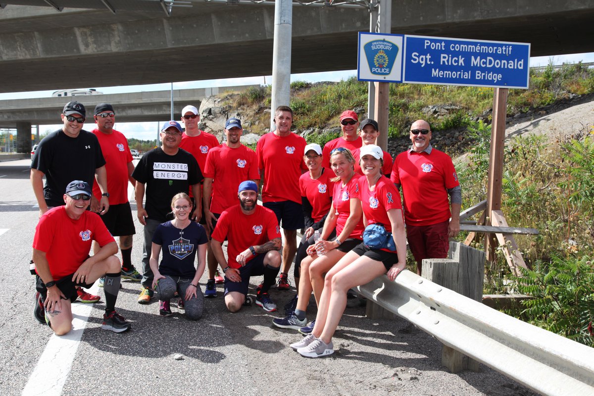 SudburyPolice's tweet photo. Being a Police Officer is more than just a career; it's a life commitment. Today, we ran with family &amp; friends to commemorate the lives, service &amp; ultimate sacrifice of our 8 Fallen Officers. TY to all who joined us for our annual Police Memorial Awareness Run/Walk. #HeroesInLife https://t.co/owKDtnlkwx