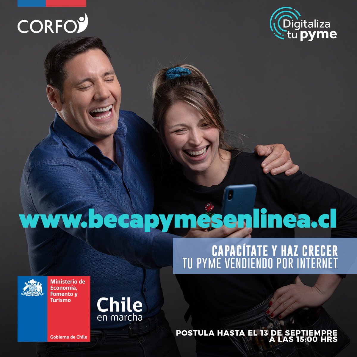 ¿Qué estás esperando?🤔Si ya postulaste, ignora este mensaje, si no...¡hazlo ahora! Ingresa a becapymesenlinea.cl y no pierdas la oportunidad de ser uno de los 75 becados para el curso de Marketing Digital y E-Commerce que <a href="/Corfo/">Corfo</a> tiene para ti 📲💻
#ChileEnMarcha🇨🇱