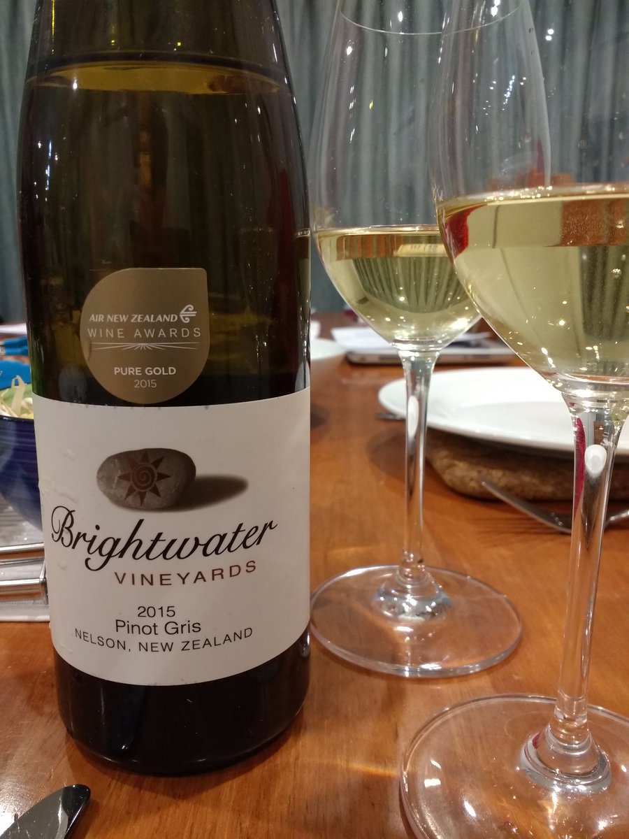 Luscious pear with honeyed notes <a href="/BrightwaterV/">Brightwater Vineyard</a> 2015 Pinot Gris <a href="/winenelson1/">Wine Nelson</a>. Ageing nicely @nzwineoftheyear Pure Gold