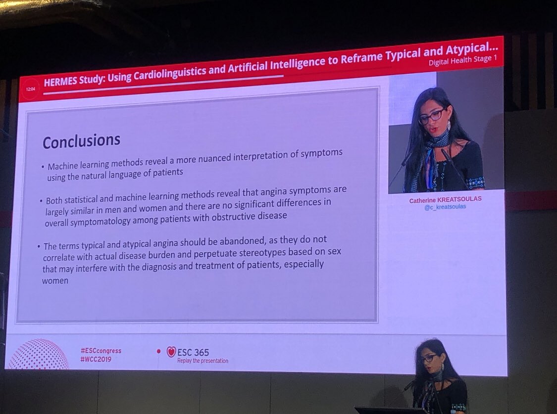 iamritu's tweet photo. #HERMES Study @c_kreatsoulas #cardiolinguistics #MachineLearning 
It’s time to drop the terms ‘typical &amp; atypical angina’ as they do not correlate w disease burden yet can perpetuate stereotypes based on sex that may affect diagnosis @DLBHATTMD  #ESCCongress  @mirvatalasnag https://t.co/2UNU9XWkLn