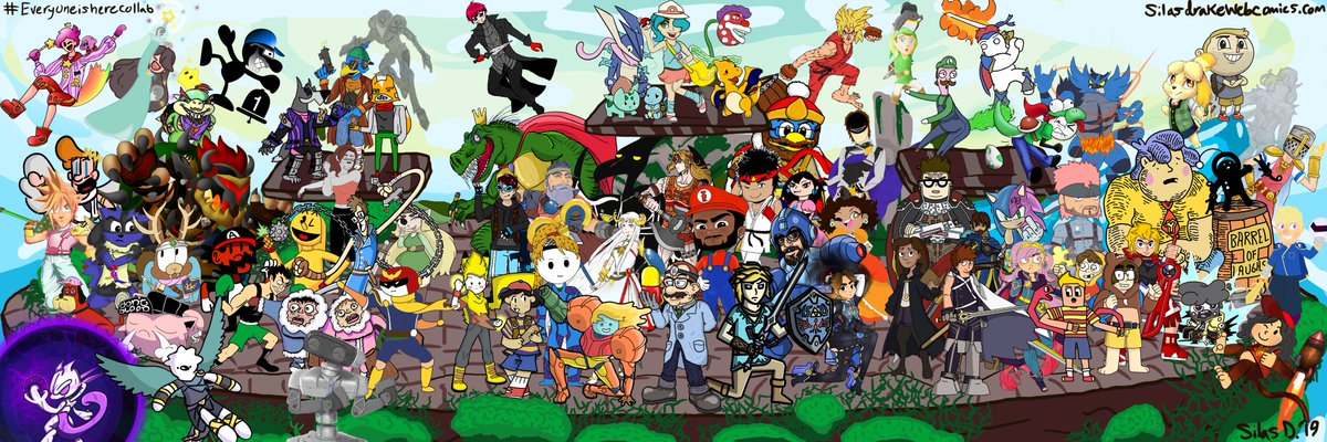 sdrakewebcomics's tweet photo. The Super Smash Bros. Ultimate Instagram Artist Collab! AKA the #EVERYONEISHERECOLLAB 
.
.
.
#collaboration #artistsofinstagram #digitalart #nintendo #cartoons #art #supersmashbrosultimate #artistsupportartists #artcollab #collab #artcollage #photoshop #artproject https://t.co/0zRGOWZPEZ