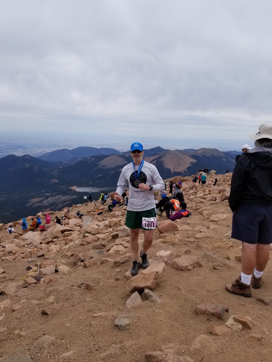 OCValor's tweet image. On August 24th our Chairman, Rich O'Connell ran up Pikes Peak (14,115 feet)as part of the Pikes Peak Ascent race.  In the process raised enough funds to pay past rent for a local Veteran in need of help.  #veteran #VeteranHomelessEpidemic