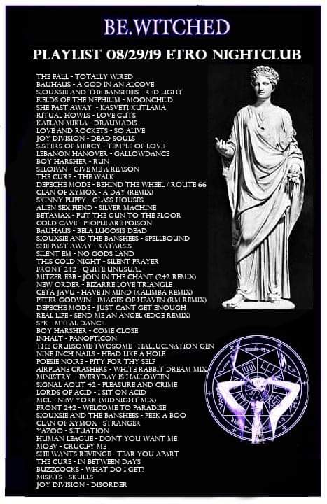 bewitchedhtx's tweet photo. Happy Sunday friends!
As promised here is our playlist from last week!
(#goth as F**K Party 08-29-19)

Ps. We will have our next event on Sept.12th!!!
Here is the event link: https://t.co/6hpLIF1QVs

xo - Damon &amp; Franki &amp; The BeWitched family
#80s #80smusic #gothmusic https://t.co/24u8MPu9Nb