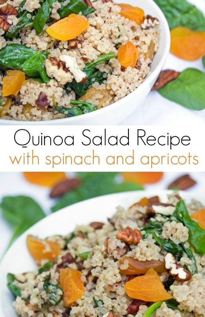Easy Quinoa Salad Recipe with Fresh Spinach and Dried Apricots #quinoa #spinachrecipes #apricots #healthysalads ift.tt/32qMBWy #recipe