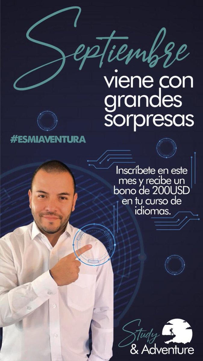 dperezdeportes's tweet photo. Septiembre es un buen mes para tomar la decisión de cumplir tu sueño, inscríbete en un programa de idiomas en cualquier destino y recibe un bono por 200USD. 

#esmiaventura
https://t.co/8ZMcYv0DzT
@studyadventure2
 
#estudiaenelexterior #estuhora #aventuras https://t.co/WZgYYNktDJ