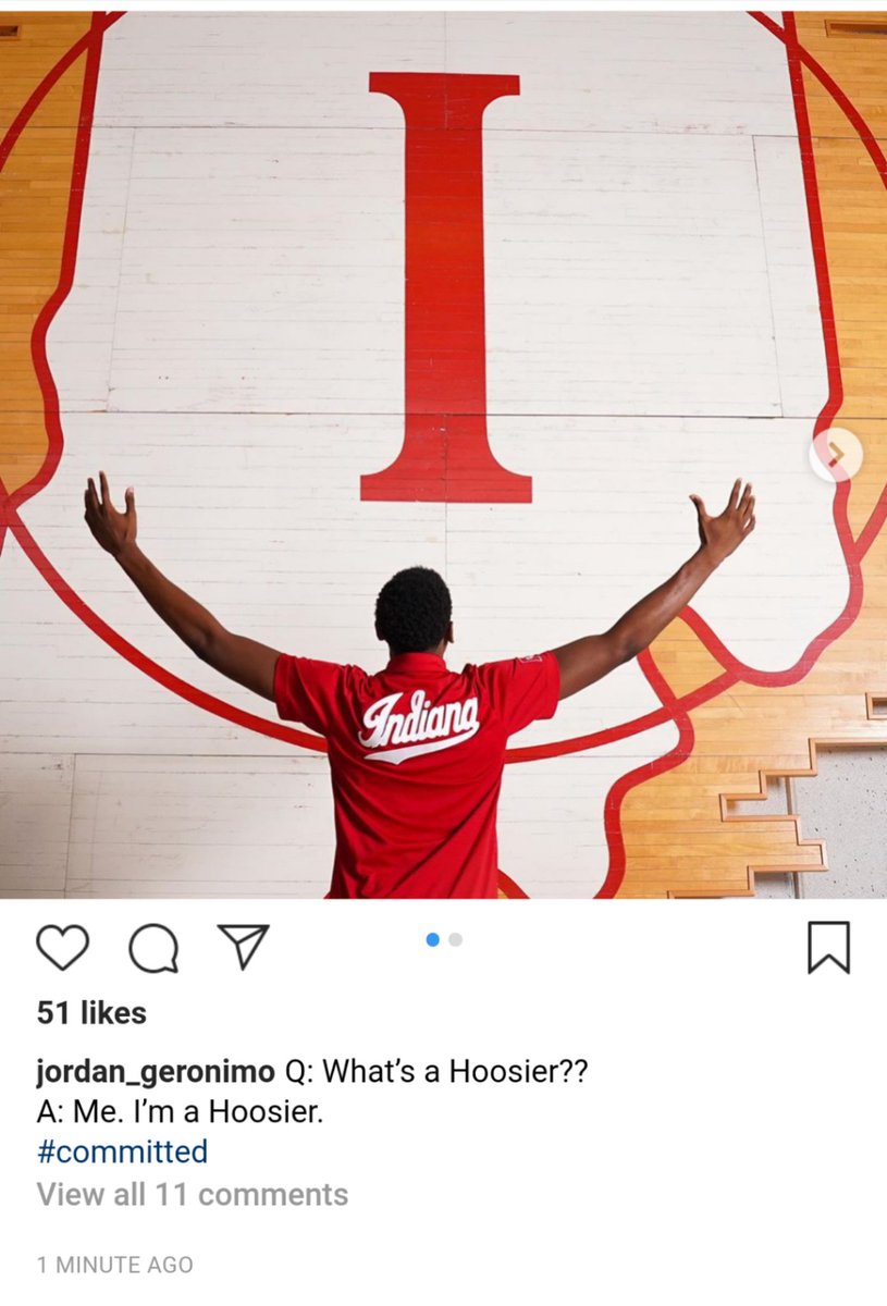 Jon Blau Confirmed Via Instagram Jordan Geronimo Has Committed To The Hoosiers Iubb