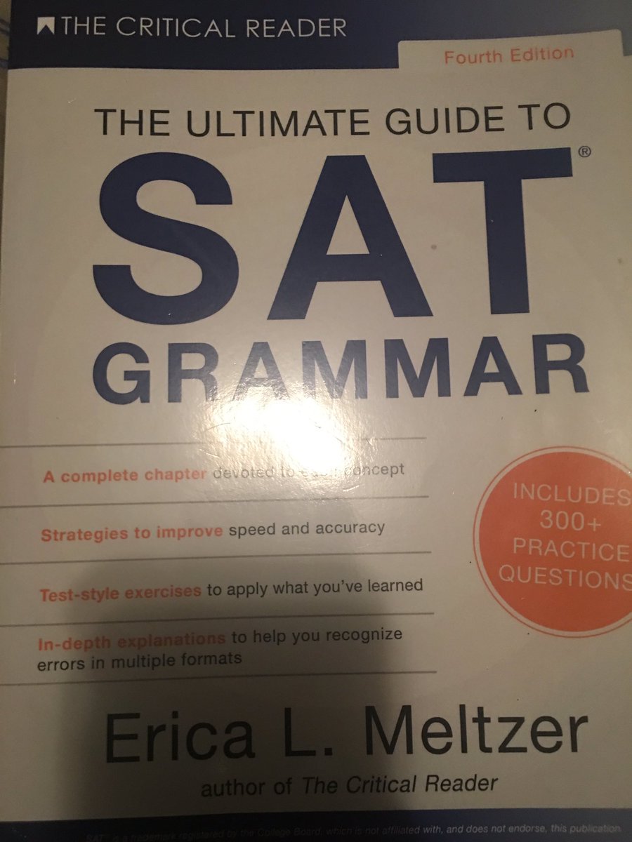 Now finally, writing by Meltzer. This and college panda writing are my go to books. Since ACT and SAT writing are so similar if you buy one, you'll have enough. Love her practice problems and the guide in the back telling you which types questions show up on the practice SAT