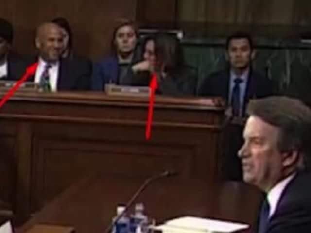 you can see the laughter in the background of sitting senators -- they think this is funny -- destroying a man's life with a pack of lies. whenever I look at Kamala Harris or Cory Booker, this is what I think about.