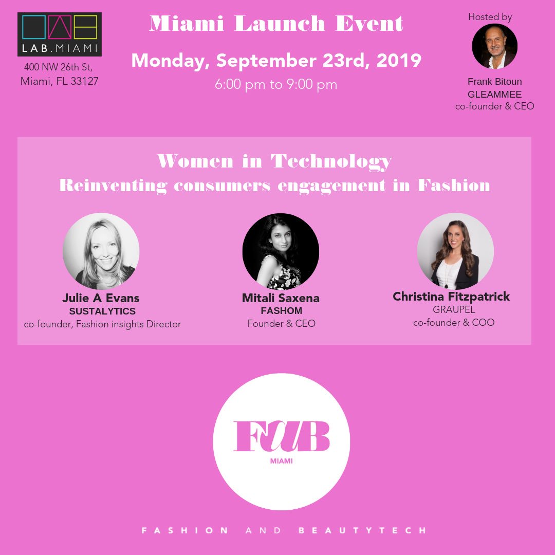 frankbitoun's tweet image. Rush for tickets to attend the #fabmiami  chapter launch event on 9/23 at #thelabmiami . 

Join the conversation with visionary #FemaleFounders in #fashion and #technology .

Register here: lnkd.in/e2RV2vt

#FemaleFounders #femaleentrepreneur #startups