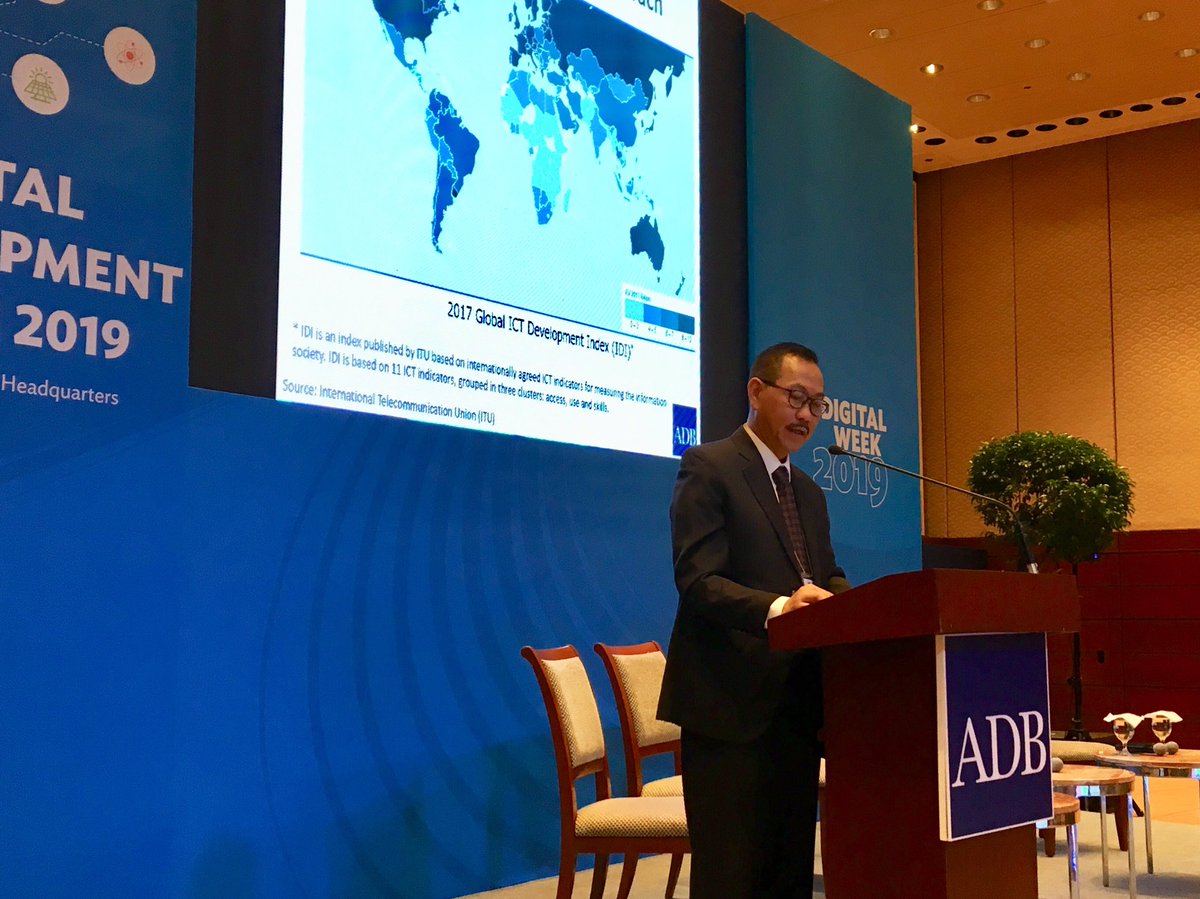bsantono's tweet photo. ADB will support its developing member countries to test new innovative technologies and promote proven technologies to address development goals. We plan to work with the DMCs by making available financing and knowledge work. @ADB_HQ #digitaltransformation #digiweek2019 https://t.co/CspmcTHAc3