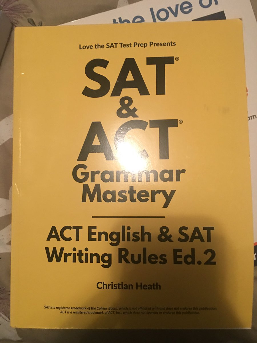 Used the I love the SAT transition word chart for years: https://www.lovethesat.com/transition-words-on-the-sat his book is very helpful. He doesn't try to nickel and dime by selling the same book twice. Again, SAT writing and ACT writing are almost identical. Love this book!!!