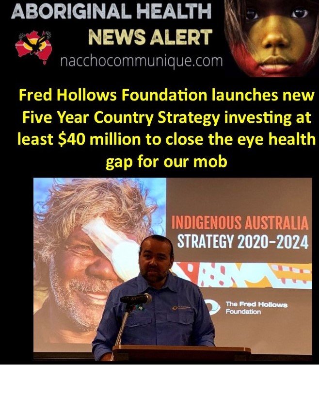 NACCHOAustralia's tweet photo. NACCHO Aboriginal #EyeHealth 

@FredHollows Foundation launches new Five Year Country strategy investing at least $40 million to close the eye health gap for Aboriginal and Torres Strait Islander Peoples @KenWyattMP @LindaBurneyMP @HealthInfoNet 

https://t.co/OsSLKAGlYs https://t.co/bQF51CTTLs