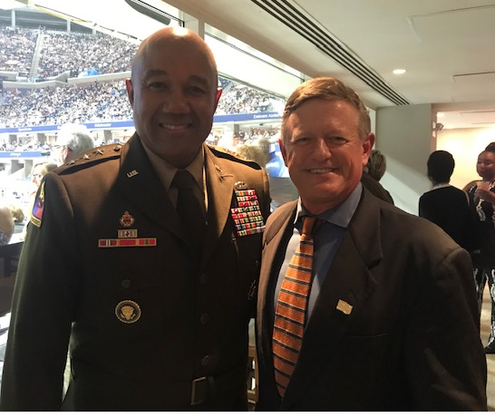 TowlerGroup's tweet photo. What a privilege to meet Lt. General Darryl A. Williams at the @usopen tonight! Of course we talked 🎾 and #Vitality! 

@USTAOKJrComp @ustamovalley @ok10sfoundation @firstserveokc https://t.co/iaFEPZ7oRL