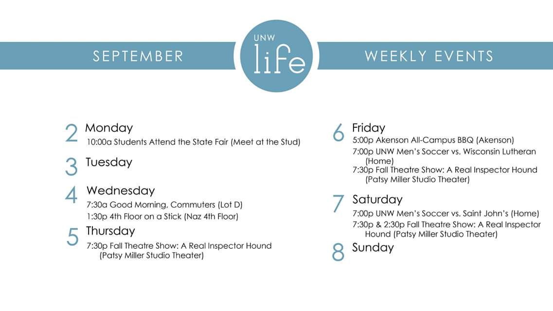 UNWLife's tweet image. Check out what's happening on campus the rest of the week!
