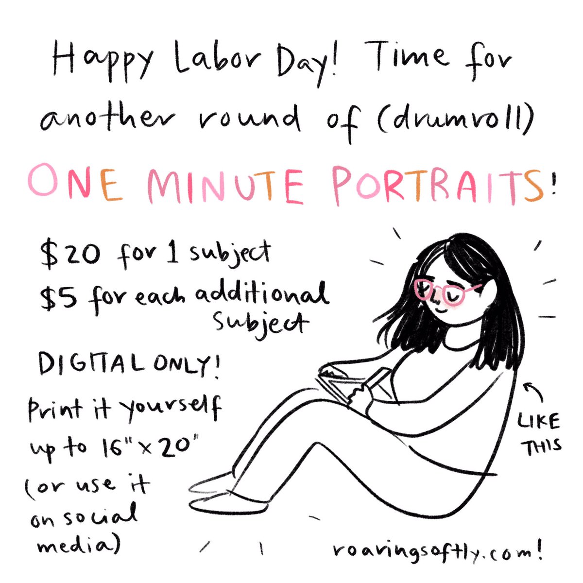 Support small businesses this Labor Day by ordering a one minute portrait from yer fav small business owner whose last name rhymes with cheddar ??‍♀️ https://t.co/gdM3kzOwLY 