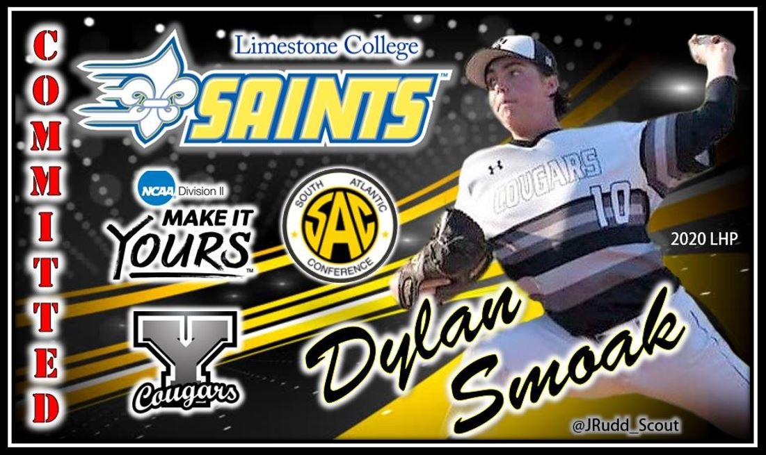 JRudd_Scout's tweet photo. 🚨COMMIT ALERT🚨 @DylanSmoak closed the book on recruiting by committing to @LCSaintsBasebal. The 2020 from @dirtbag_swag has been one of South Carolina's top ranked LHP's on @PerfectGameUSA &amp; @PBR_SC throughout his @YCHSbaseball career. Very nice scoop here by @at_LimestoneCo. https://t.co/zRzmwLLkcf