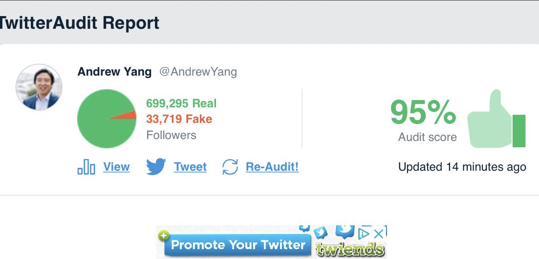 AndrewYang's tweet photo. 750,000 friends on Twitter!  Up from <50,000 in February - Thank you #YangGang.  Mostly human too.  😀👍 #HumanityFirst https://t.co/T23gslFbHs