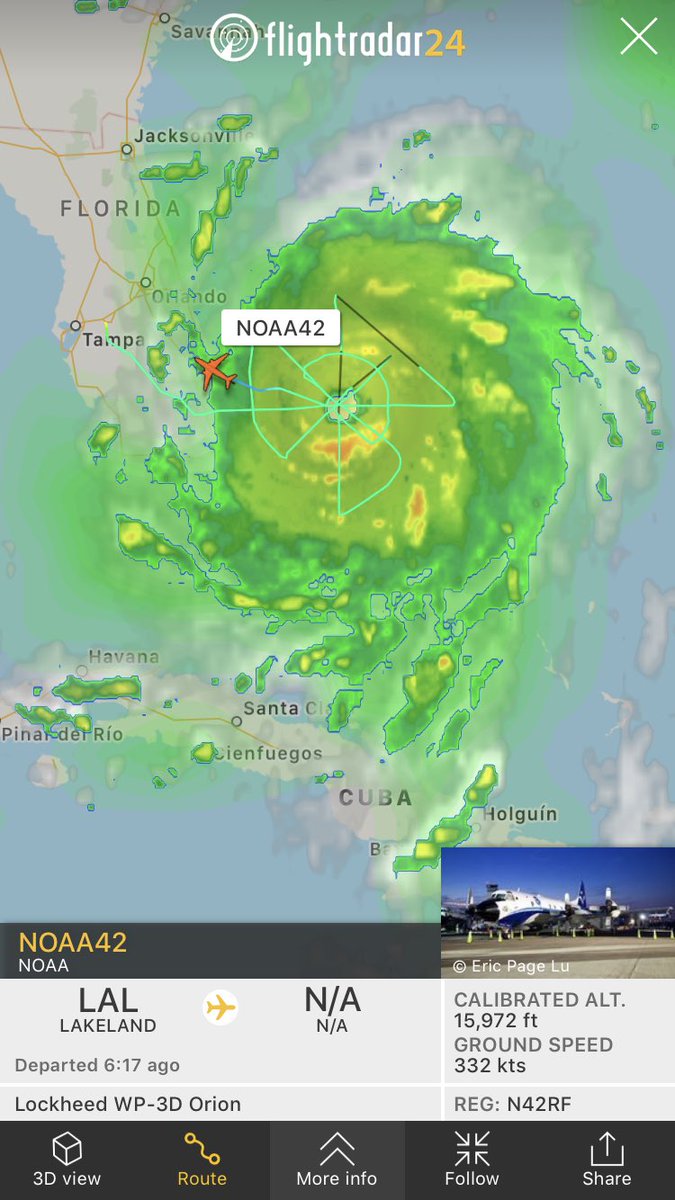 Looks like #NOAA42 is finished with this round of Hurricane #Dorian hunting.  fr24.com/NOAA42/21f24376