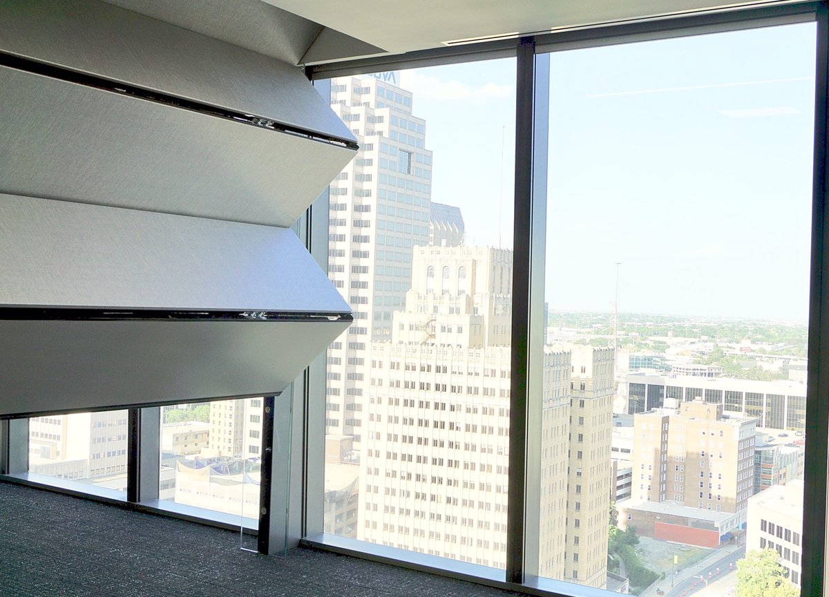 trw_fam's tweet photo. The view from the 15th floor in the new Frost Tower in downtown San Antonio! #skyfold #marmonmok #spawglass #flexiblespace #frosttower https://t.co/Fu2wxFVCgG