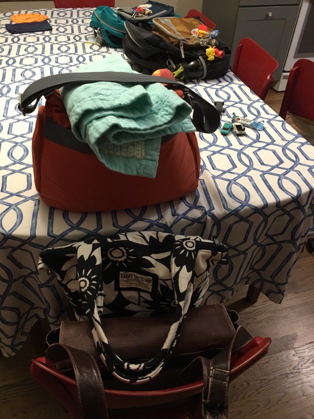 BevyLynn's tweet image. How many bags to get a nursing mama and baby to work, and two kids to school in the morning? 

#imnotfreakingoutyouare #help #packallthethings