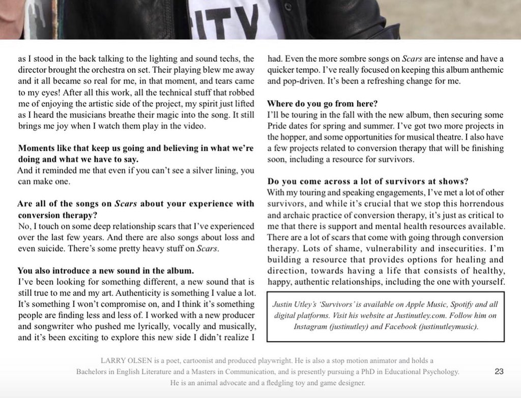 JustinUtley's tweet photo. #JustinUtley IN #Canada 🇨🇦 talking #conversiontherapy w/ @INMagazineCA in Sept/Oct issue. Pick up a copy or visit https://t.co/zGMgugOatV. @zeke_thomas on the cover 🤩 Let do this @NoConversionCA #LoveWins #noconversioncanada ✌🏼❤️🎸+🌈. @TheBornPerfect @shandro @realpamrocker https://t.co/D4poL5gM7g