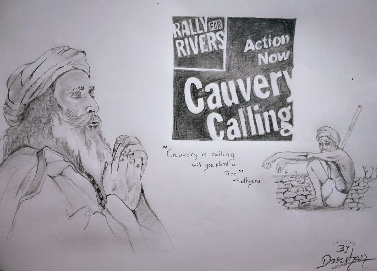 rallyforrivers's tweet photo. Darshan from Karnataka, a super charcoal sketch artist who also happens to be a Data Analyst, has created this sketch for #CauveryCalling. #CauveryDiaries Day 1 https://t.co/DYHbV6lbwT