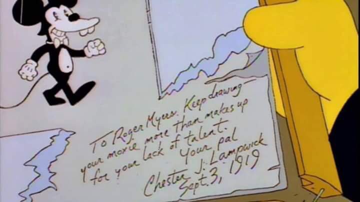 diegomancusi's tweet photo. Hace exactamente 100 años Chester J. Lampwick le regalaba a su amigo Roger Myers un dibujo del ratón Daly autografiado instándolo a seguir dibujando porque su empeño compensaba su falta de talento. https://t.co/DfdXGQId9N