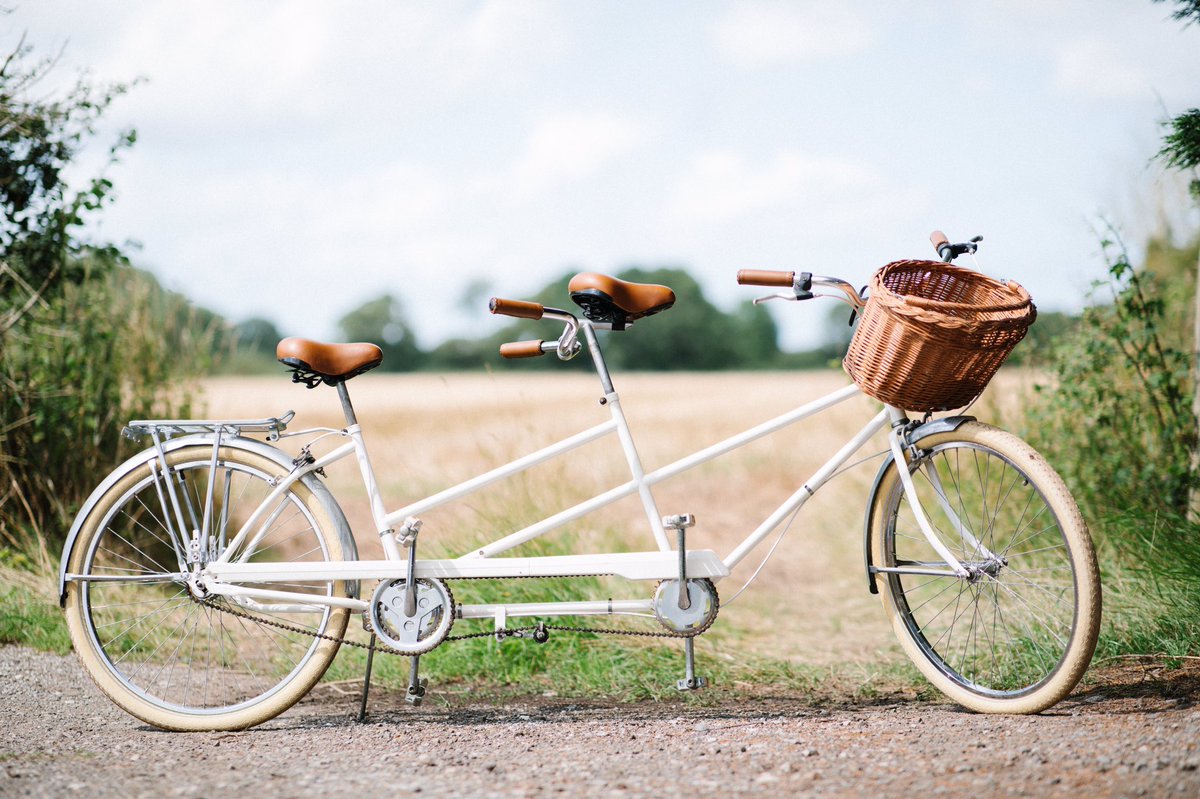 Our tandem bikes are the perfect way to arrive in style for your wedding or event, they can even be used as a beautiful prop, the basket is the ideal place to keep your bouquet. We have two in stock this is our white bike available from the Cheshire branch.
