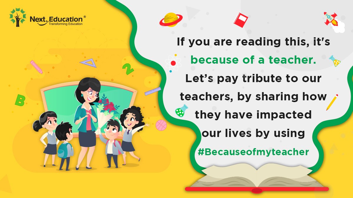 "A teacher’s life lights many lamps". - APJ Abdul Kalam
Share your experience of how your teacher contributed to shaping up your life by tagging your teacher and using #Becauseofmyteacher #teachers #education #india #NextEducation #TeachersDay #teacher5oclockclub #TeachersDay2019