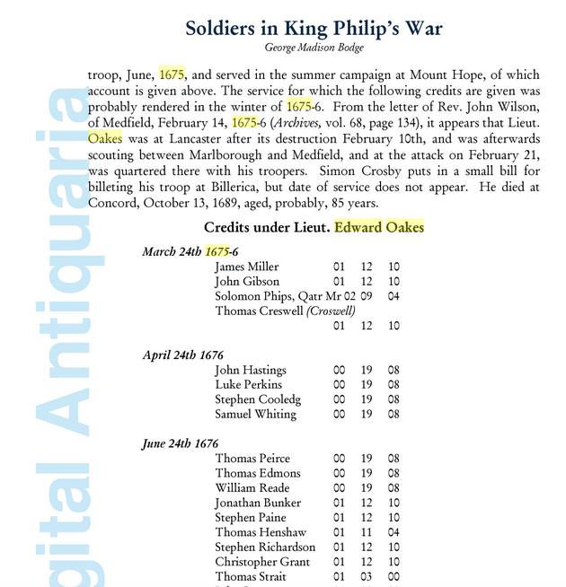 Toma de cabelleras indiasEl 1º de julio de 1675 se registra la primera toma de cabelleras, en el marco de la Guerra del Rey Felipe. Edward Oakes encontró indios "hostiles" en su ruta entre Reheboth y Swansea. Las envió a Boston para su exhibición. http://gerard-tondu.blogspot.com/2016/07/1675-king-philips-war-1.html