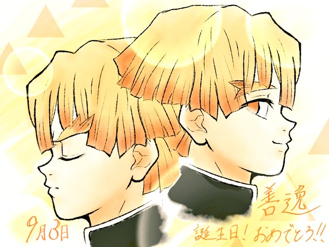 ぽるさんがTwitterに投稿した我妻善逸(鬼滅の刃)のイラスト。