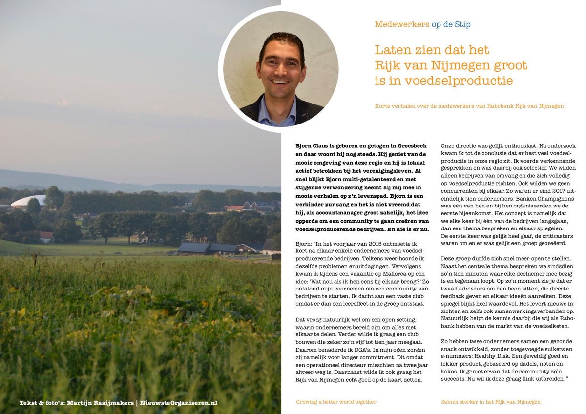 Passionair's tweet photo. Weer een aansprekend voorbeeld van 'Samen verschil maken'. Lees hieronder mijn interview met Bjorn Claus. Hij is accountmanager groot zakelijk bij de Rabobank en initiatiefnemer van de Foodcommunity. Daarover zijn we samen in gesprek gegaan.

https://t.co/aNa2KGzD2l https://t.co/NuWQhSQakd