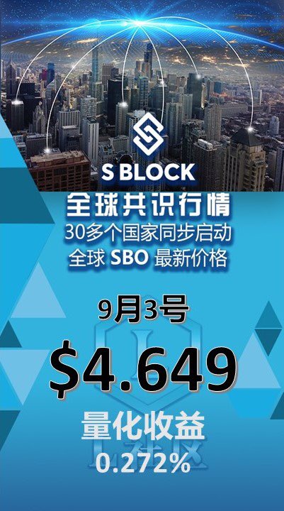 OfficialSblock's tweet photo. 加入S BLOCK星际钱包签到第79天🌞
SBO价格现报$4.649💰💰💰
较昨日涨幅：1.13%📈
SBO每日稳定上涨，全球共识越来越强🔥🔥🔥
S BLOCK一个让你钱生钱的智能钱包👏👏 https://t.co/XcIZaCHM5H