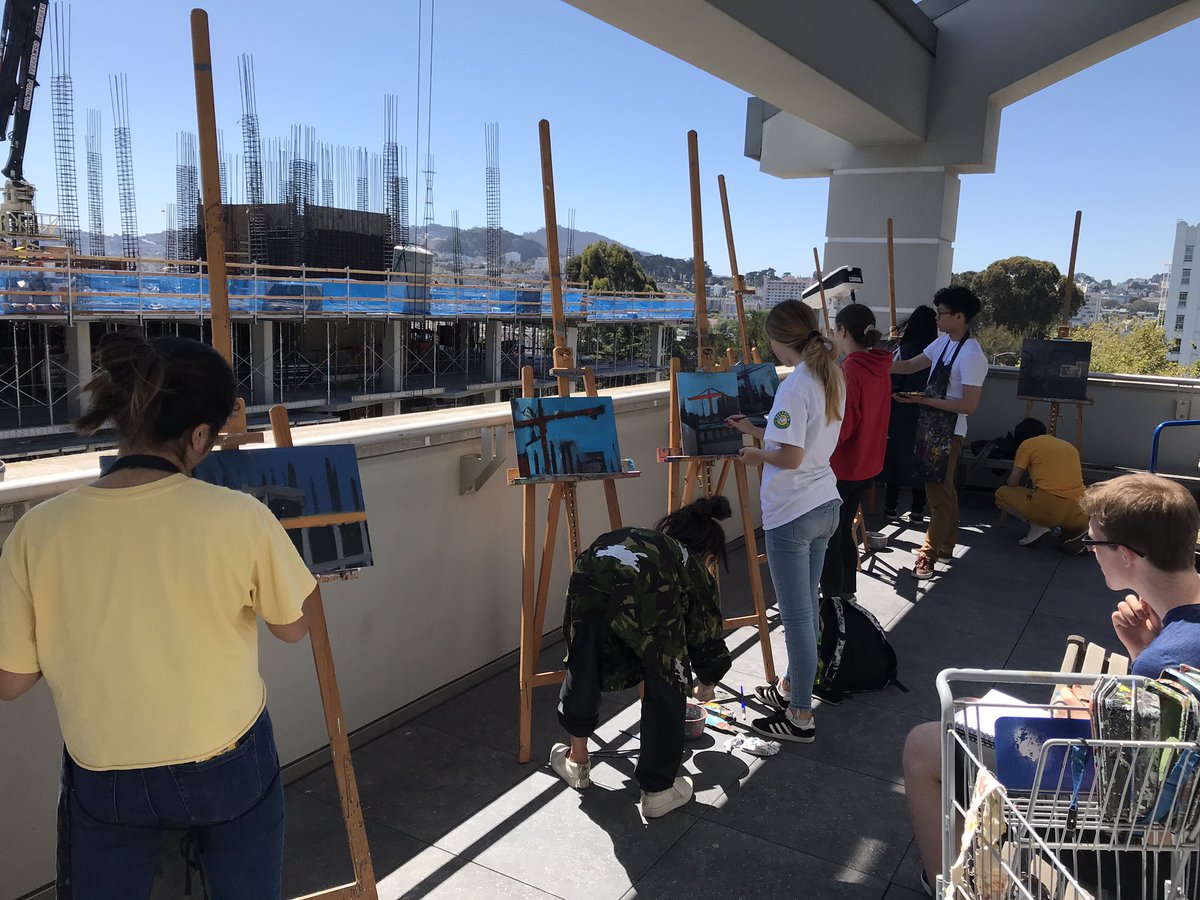 bmchugh00's tweet photo. Plein Air Painting on the SHC Library balcony on Saturday. Great group! https://t.co/3SADtJilZ1