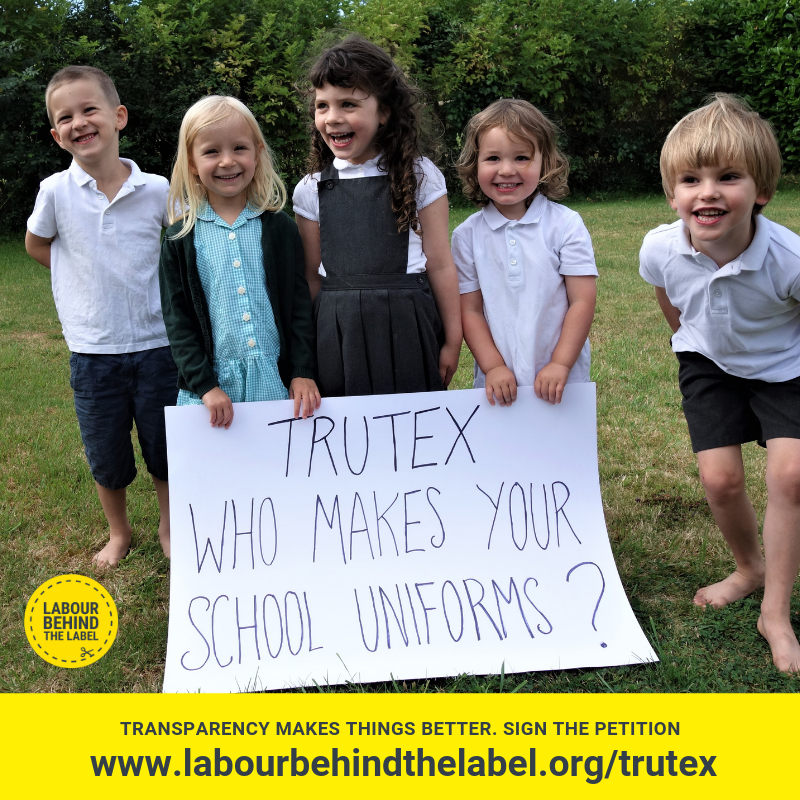 Schoolwear brand <a href="/TrutexLtd/">Trutex Schoolwear</a> have a monopoly supplying uniforms for thousands of schools. As well as the expense to parents, Trutex have refused to give any info on where its uniforms are made. Sign the petition labourbehindthelabel.org/trutex Supported by <a href="/UNISON_global/">UNISON International</a> <a href="/NEUnion/">National Education Union</a>