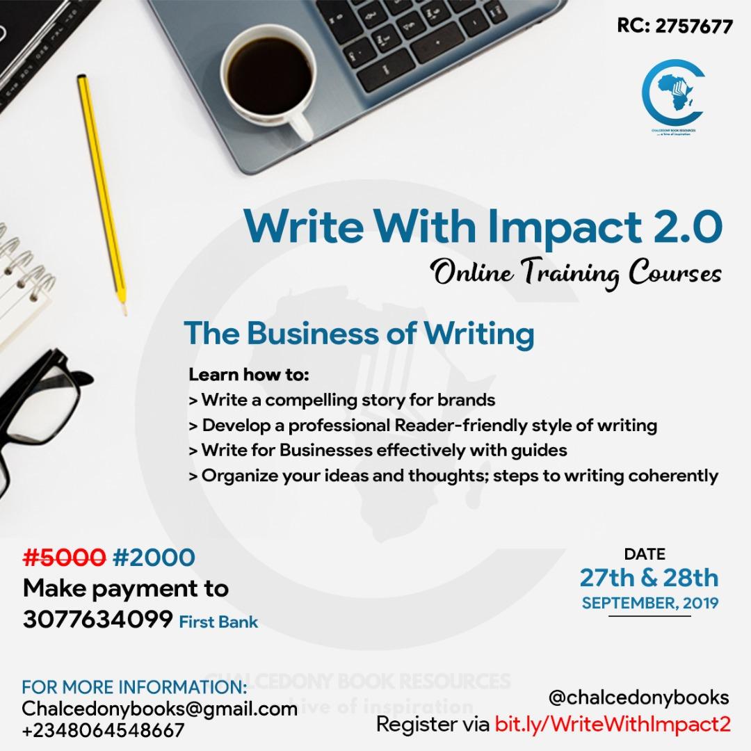 Yeah I'm so excited that our second online #WritingMasterclass training tagged #WriteWithImpact2 is here. We have some targeted courses to help you improve your content and communication strategy as a writer, business startups, authors etc
Register here bit.ly/WriteWithImpac…
