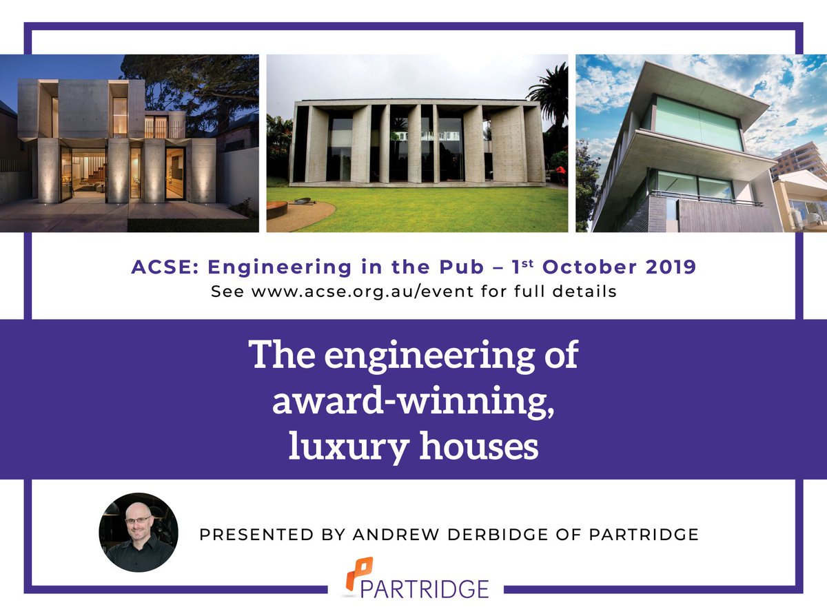 Ever wondered what sort of structural engineering goes into a $20M house?  Why do high-end, luxury houses consistently win major engineering awards in categories where they compete with much larger structures?   Come and find out... acse.org.au/event/luxury_h…