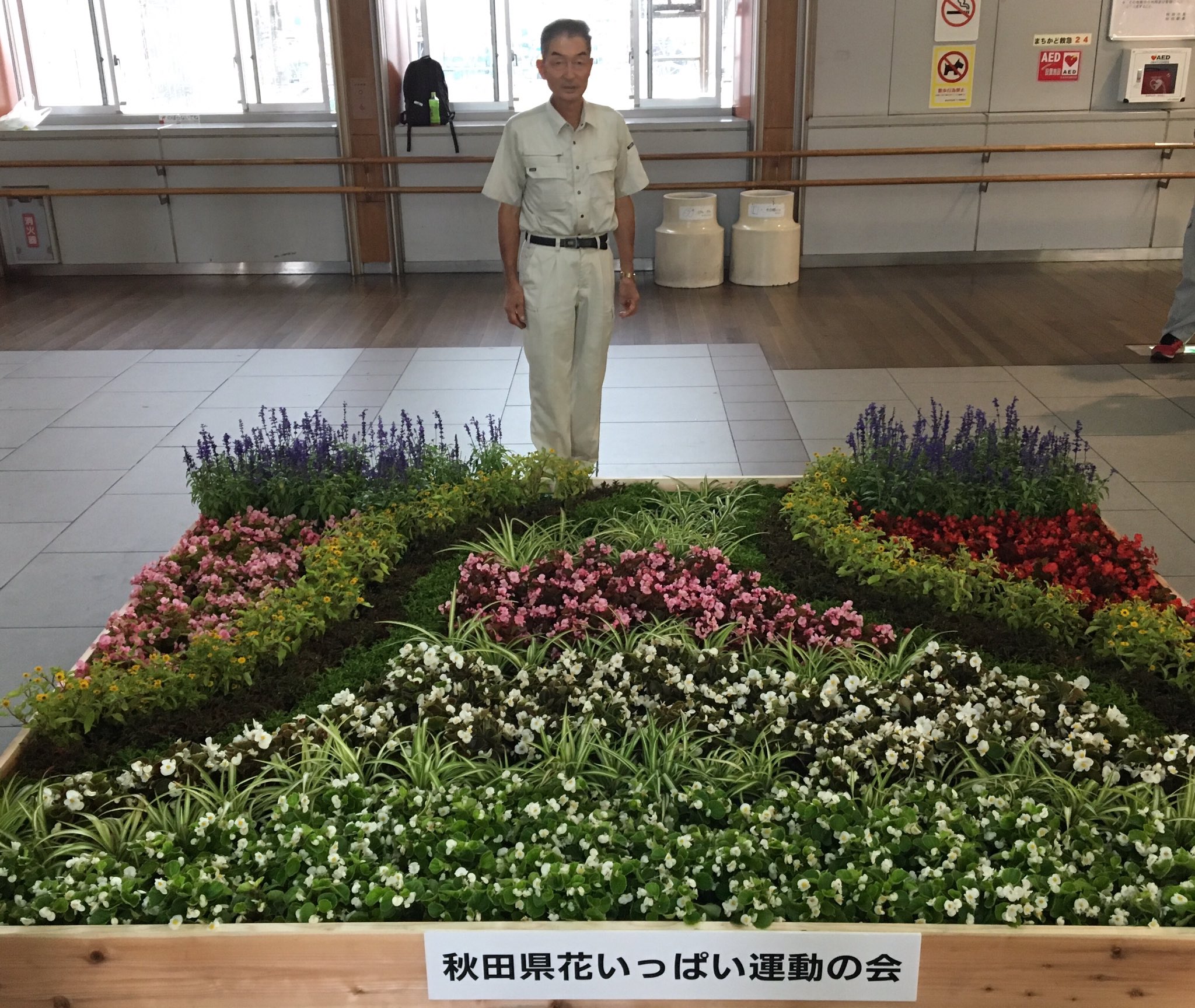 秋田県花いっぱい運動の会 天皇陛下御即位記念 第39回全国豊かな海づくり大会 あきた大会 令和元年9 7 9 8開催 に合わせ 秋田駅中央改札前と東口ぽぽろーど周辺にウエルカムフラワーを設置しました 駅前にお越しの際は ぜひご覧くださいね 秋田駅