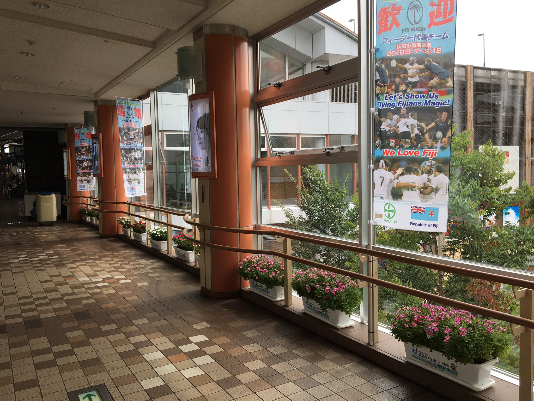 秋田県花いっぱい運動の会 秋田駅中央改札前のデザイン花だん デザインをしてくださった太田町の高橋幸晴さんの指導のもと 皆で協力し合って仕上げました 秋田駅 ウエルカムフラワー 花いっぱい 全国豊かな海づくり大会 T Co Vnptdgc5xu