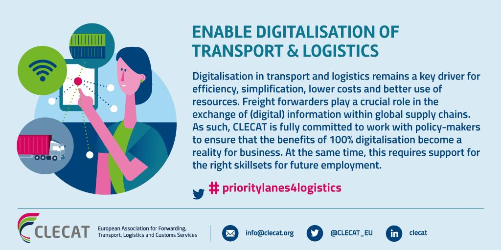 CLECAT_EU's tweet photo. Freight forwarders work with policy makers to ensure 100% #digitalisation becomes a reality #DTLF #EFTI #prioritylanes4logistics #CLECAT_EU https://t.co/XGvIOuqIFK