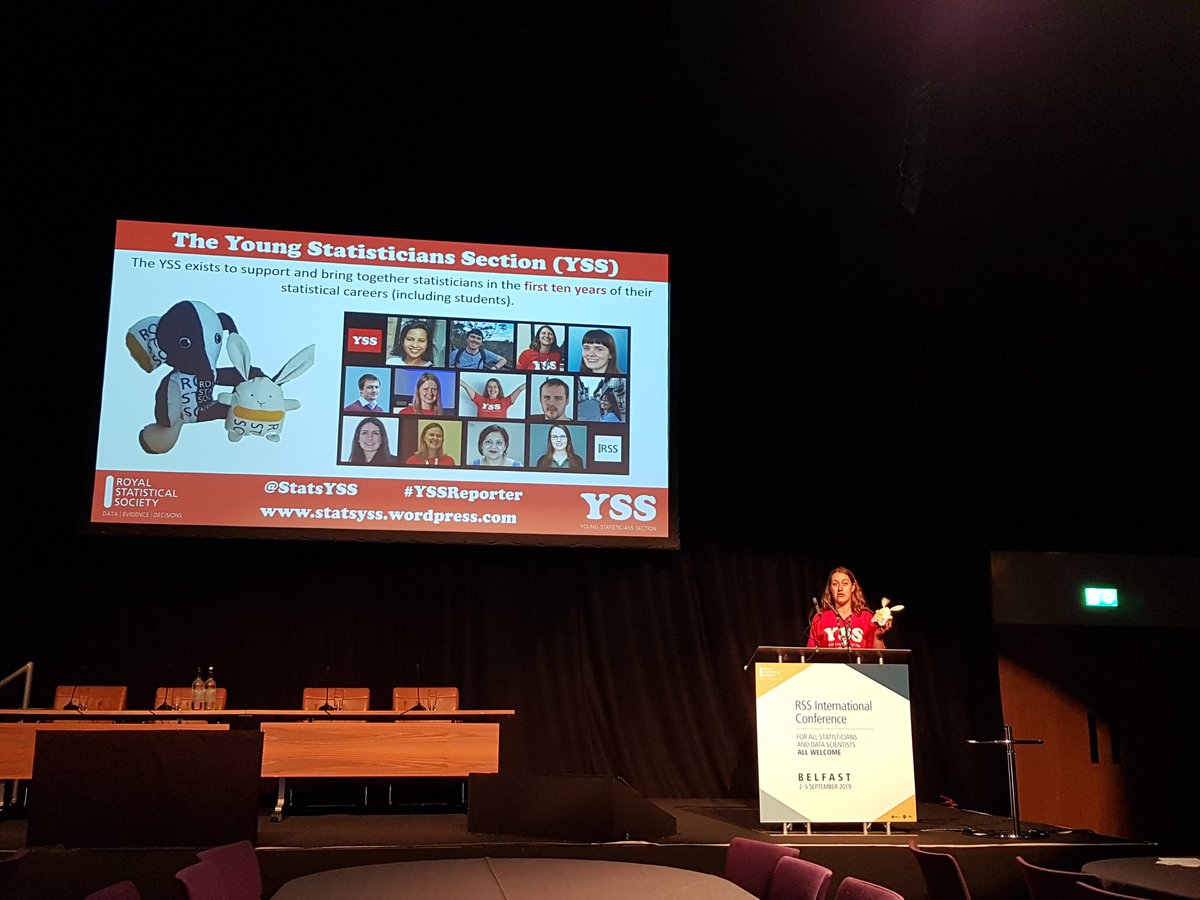 sjn_16's tweet photo. Our @statsyss Chair @LucyTeece opens the #YSS Guide to the Conference. Many of the committee are here at #RSS2019Conf - come and say hi to us in our red tshirts and meet Belleπ° and Ross π #YSSReporter https://t.co/IzWBqgqm2y
