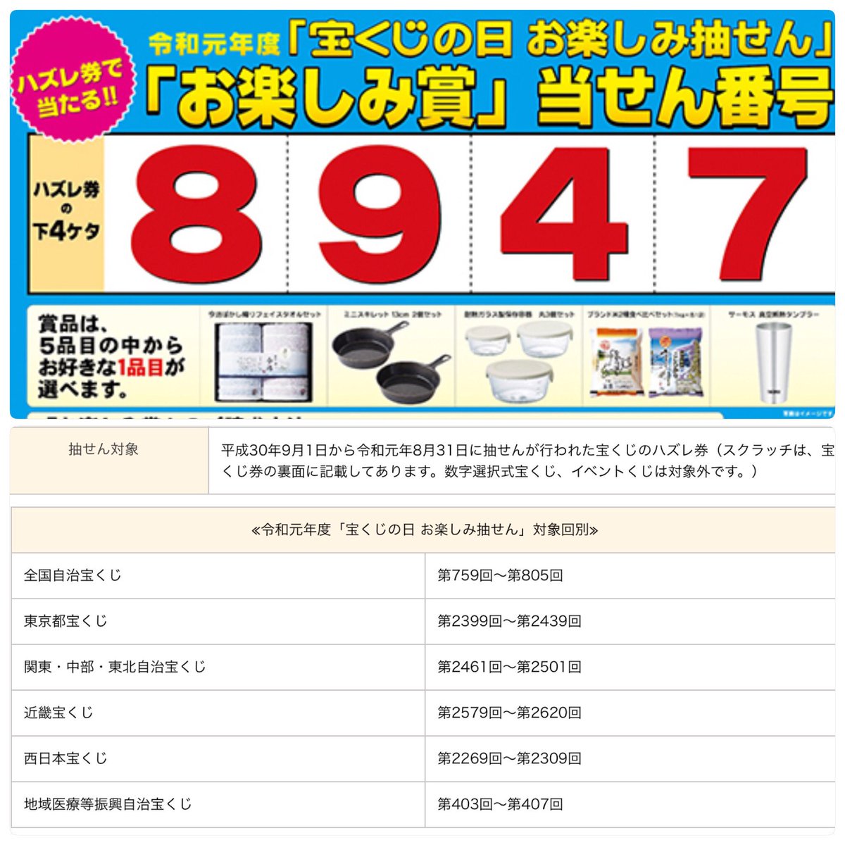 宝くじ ハズレ 券 お楽しみ抽せん 当せん番号が決定