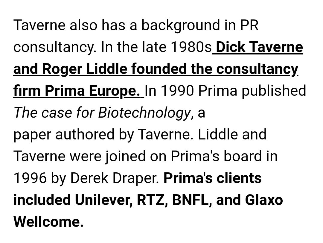In the late 90s, Taverne founded Prima Europe, a PR company. No soon had he been forced to leave on account of changes in the law than his friend Roger Liddle became embroiled in the Cash for Access scandal!