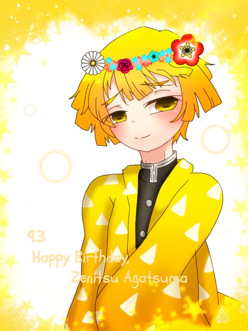 卯月旻さんがTwitterに投稿した我妻善逸(鬼滅の刃)のイラスト。