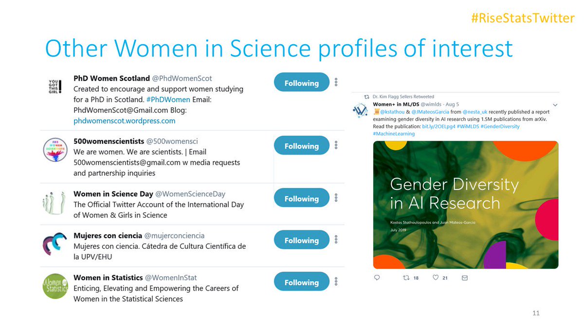 Altea_Lorenzo's tweet photo. More groups of interest #WomenInSTEM #WomenInStats #WomenInDS @500womensci @WomenInStat #RiseStatsTwitter #RSS2019Conf https://t.co/uDJkUABJ6O
